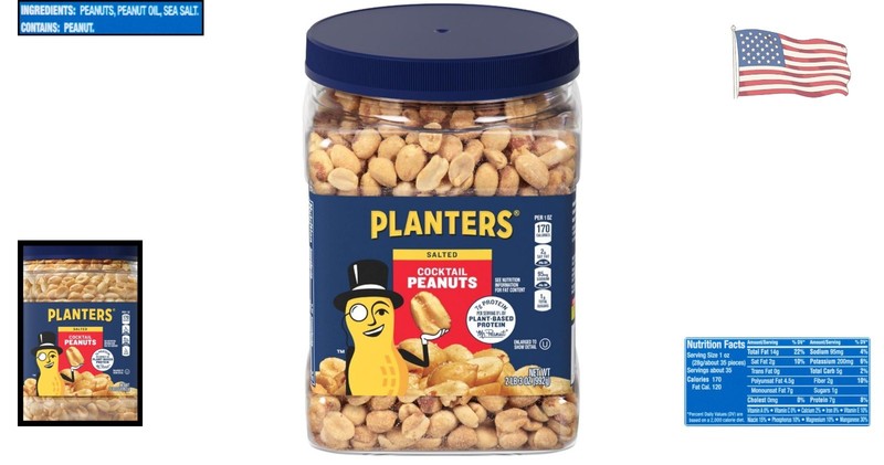 Versatile Salted Peanuts - Bulk Snack with Plant-Based Protein, 2.19lb Jar gallery