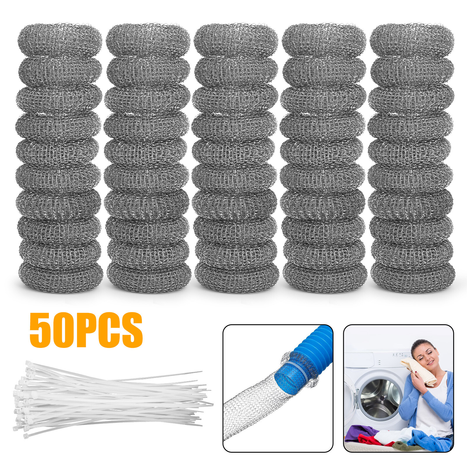 50Pcs Washing Machine Lint Drain Filter Screen Traps Snare Steel Wire Mesh Ties gallery