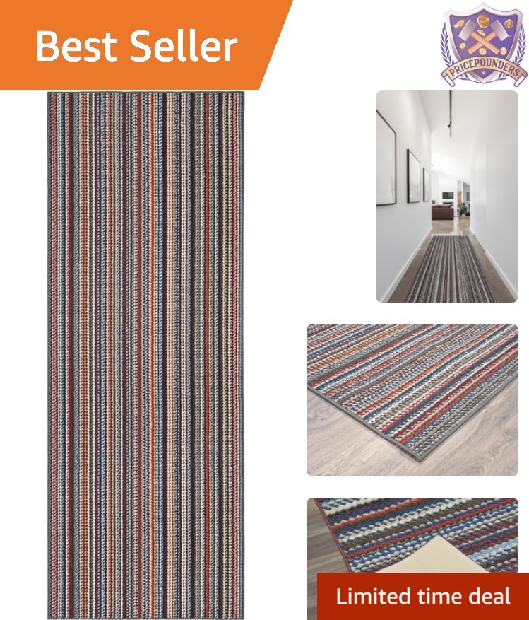 Modern 3' x 8' Indoor Runner Rug - Random Stripes, Lightweight & Non-Slip gallery