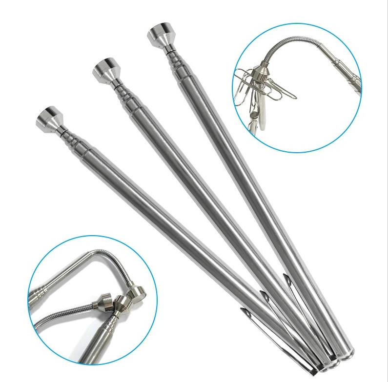 1pc Silver Magnetic Pickup Tool Retractable Rotatable Pen Clip Magnet Rod - NEW gallery