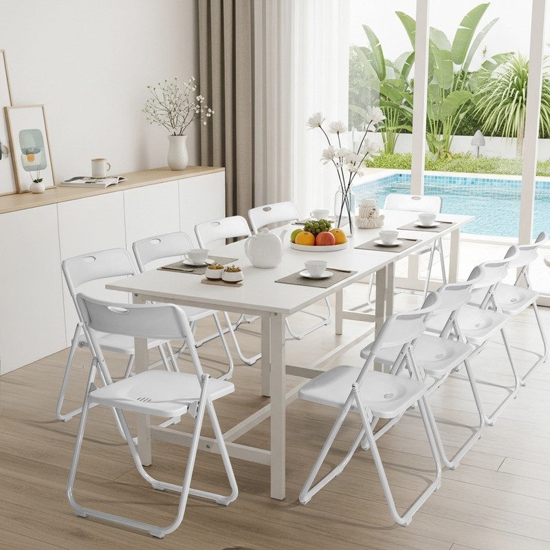 10 PCS Portable Folding Plastic Stackable Chairs for Camping Wedding Party gallery