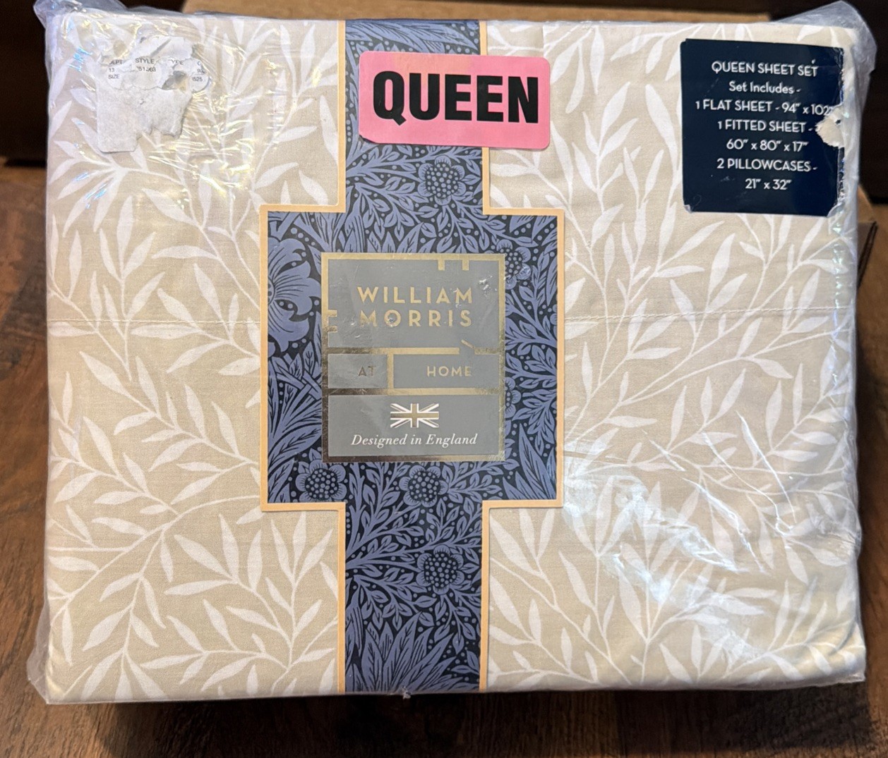 William Morris QUEEN Sheet Set 4pc Leaf-Linen 100% cotton sheets FREE SHIPPING gallery