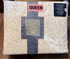 William Morris QUEEN Sheet Set 4pc Leaf-Linen 100% cotton sheets FREE SHIPPING