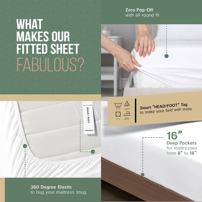 100% Organic Cotton Percale Sheets King Size - Crisp & Cooling 4 PC Set gallery