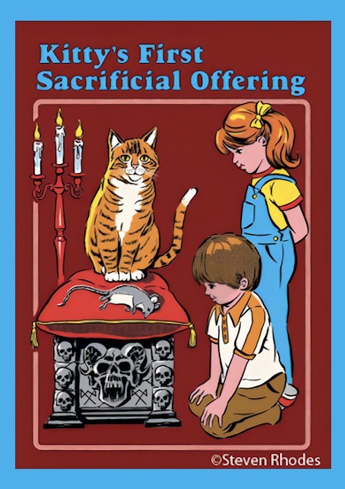 Kitty's First Sacrificial Offering Cat Mouse Refrigerator Fridge MAGNET gallery