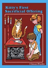 Kitty’s First Sacrificial Offering Cat Mouse Refrigerator Fridge MAGNET