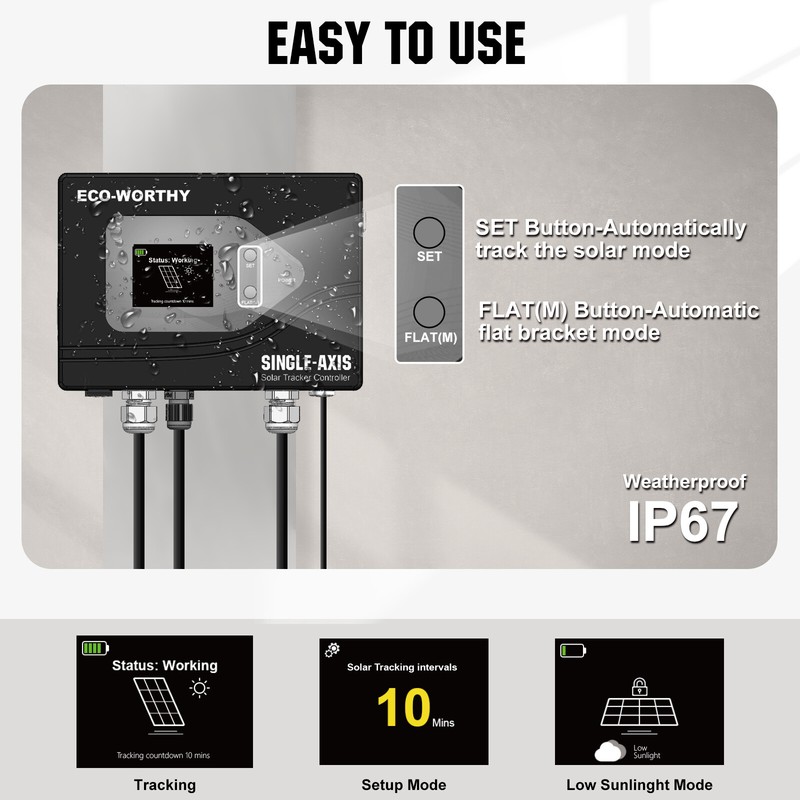 ECO-WORTHY Solar Panel Single Axis Tracking System with Tracker Controller gallery