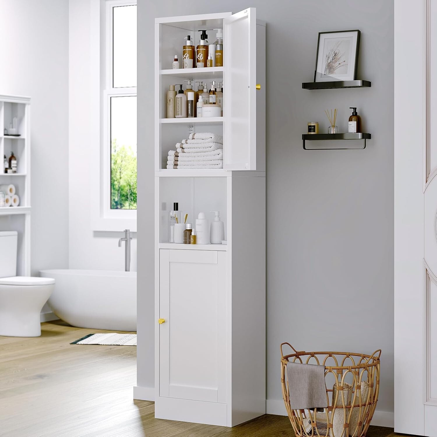 Elegro 67" H High-Quality Metal Storage Cabinet–Sleek, Adjustable for Bathroom gallery