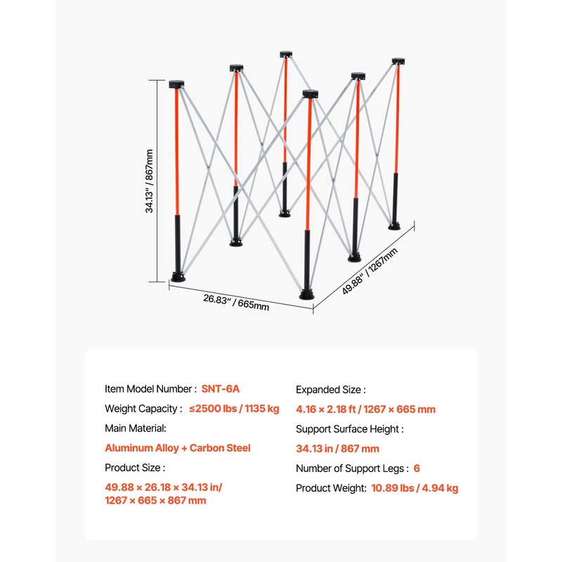 Portable Folding Workstand 4.16 x 2.18ft Collapsible Work Stand 2500lbs Capacity gallery
