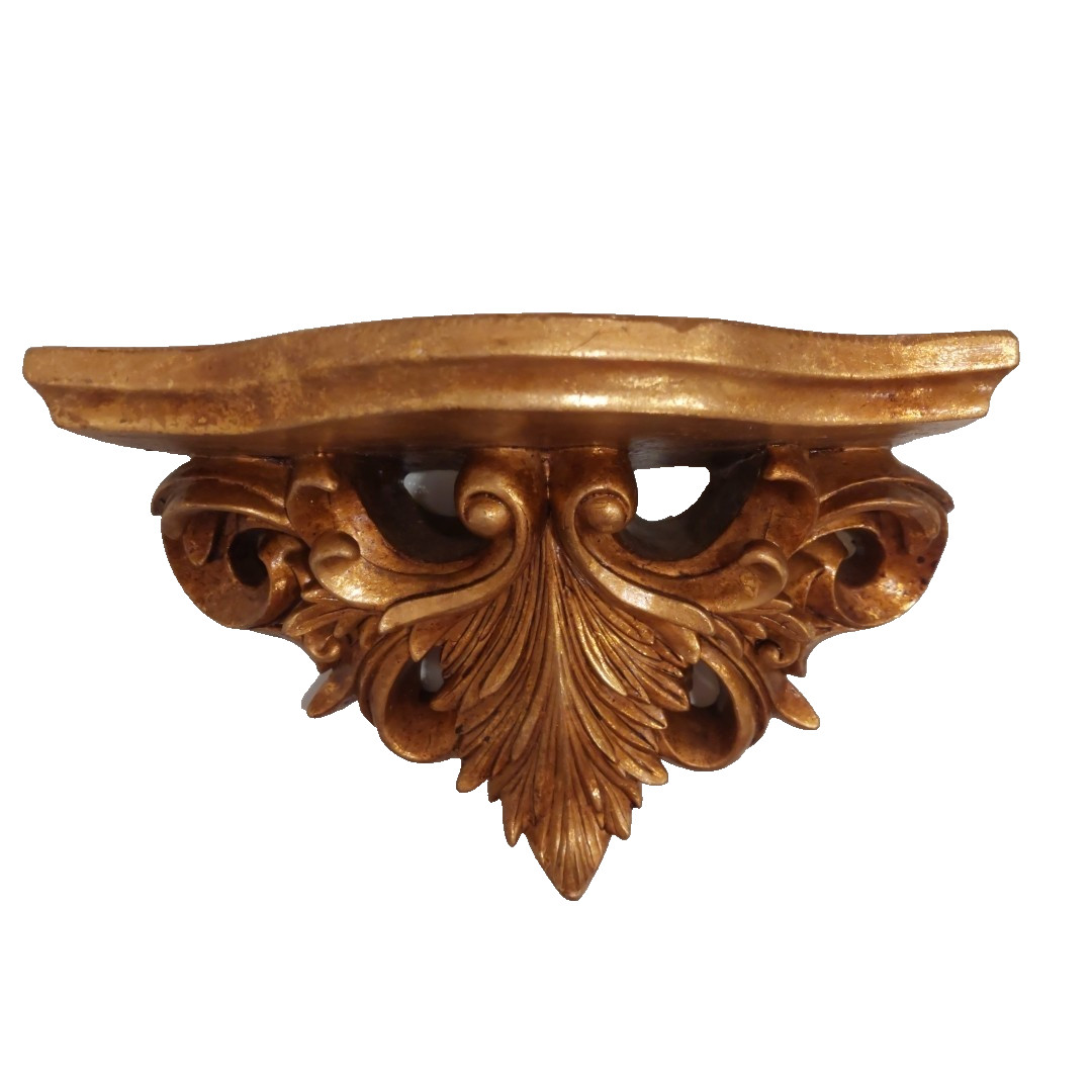 Italian Florentine Baroque/Rococo-style gold gilt acanthus leaf wall shelf. gallery