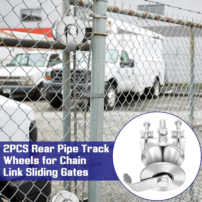 2 Pack Sliding Gate Rollers Rear Pipe Track Wheels for Chain Link Sliding Gates gallery