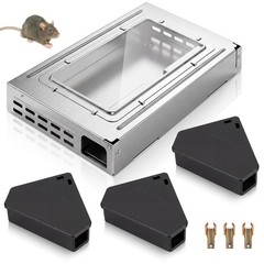 4 Packs Rodent Control System – 1Humane Mouse Traps with Clear Window + 3 Tri…