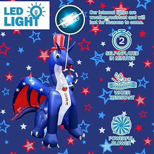 8 FT Independence Day Inflatable Dragon A-8FT Tall Dragon with America Style gallery