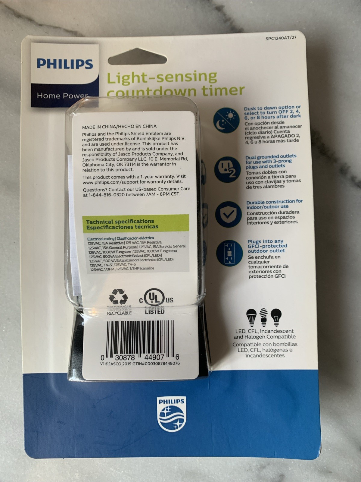 PHILIPS MECHANICAL OUTDOOR PHOTOCELL OUTLET TIMER DUSK to DAWN or 2 to 8 HOURS gallery