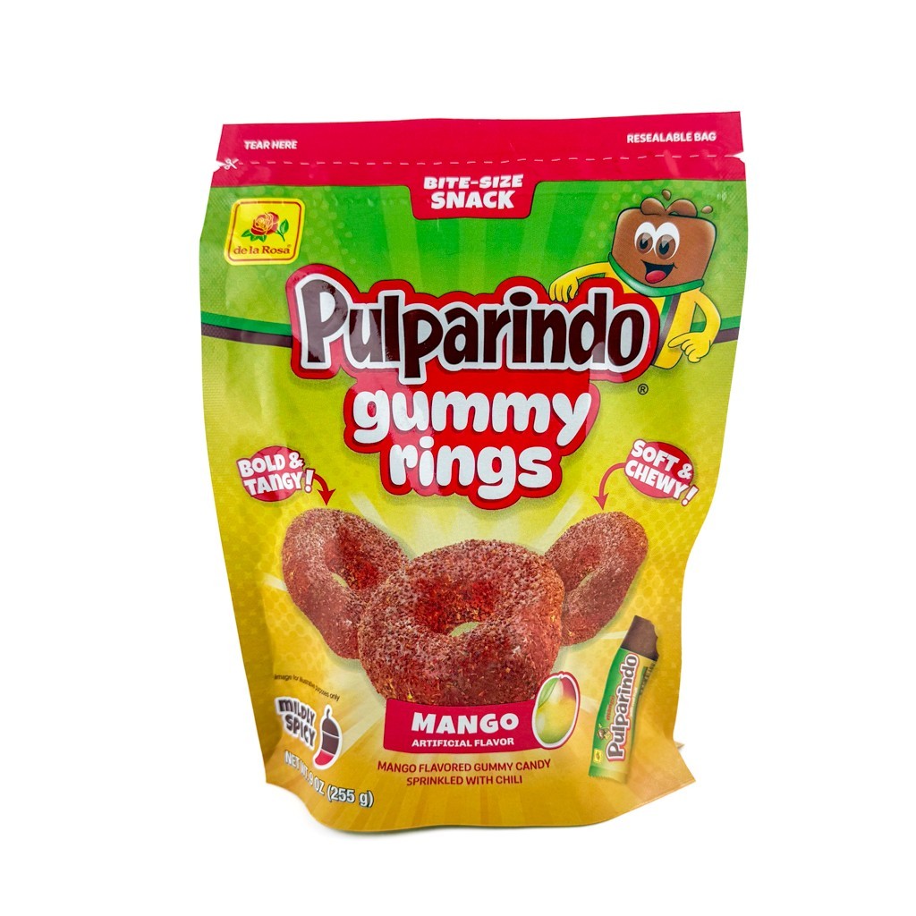 Pulparindo Gummy Rings Sprinkled With Chili 9oz De La Rosa Mexican Candy Gomitas gallery