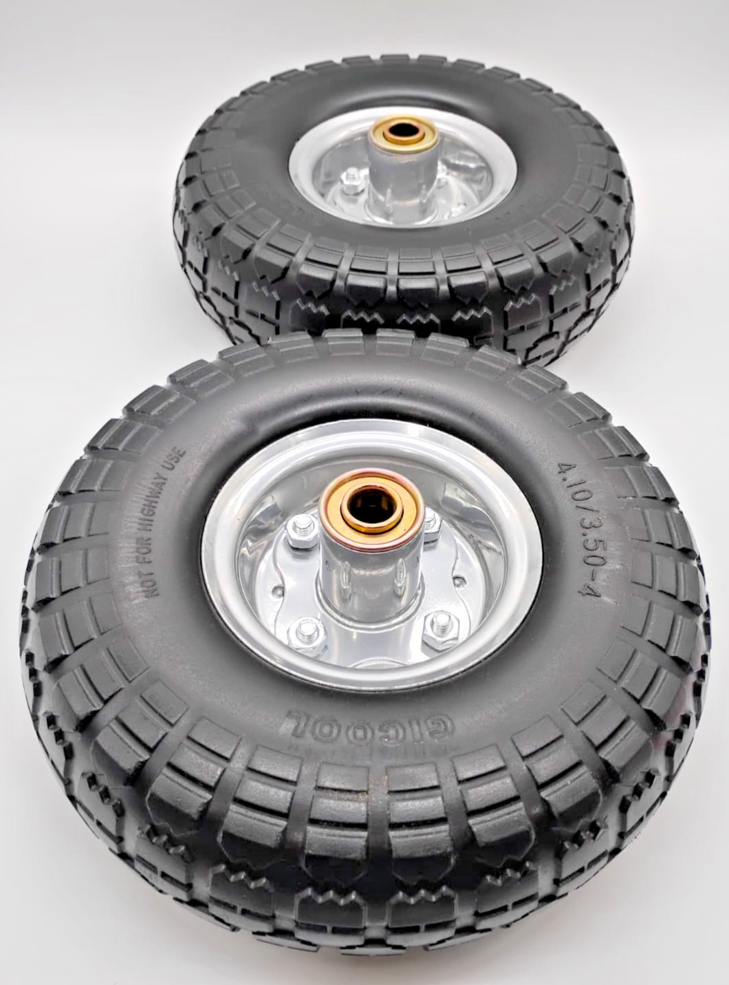 GICOOL 10” Flat Free Tire Wheel 2 Pack 4.10/3.50-4 Utility Cart Hand Truck Wheel gallery