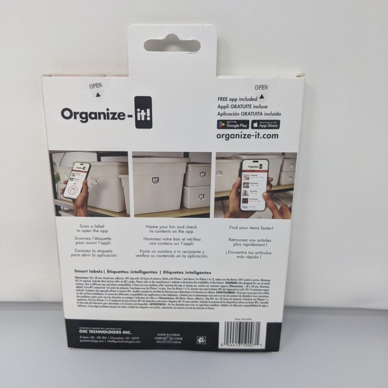 Organize-It Smart Label Utility Storage 8-Pack Free app Included (Apple&Android) gallery