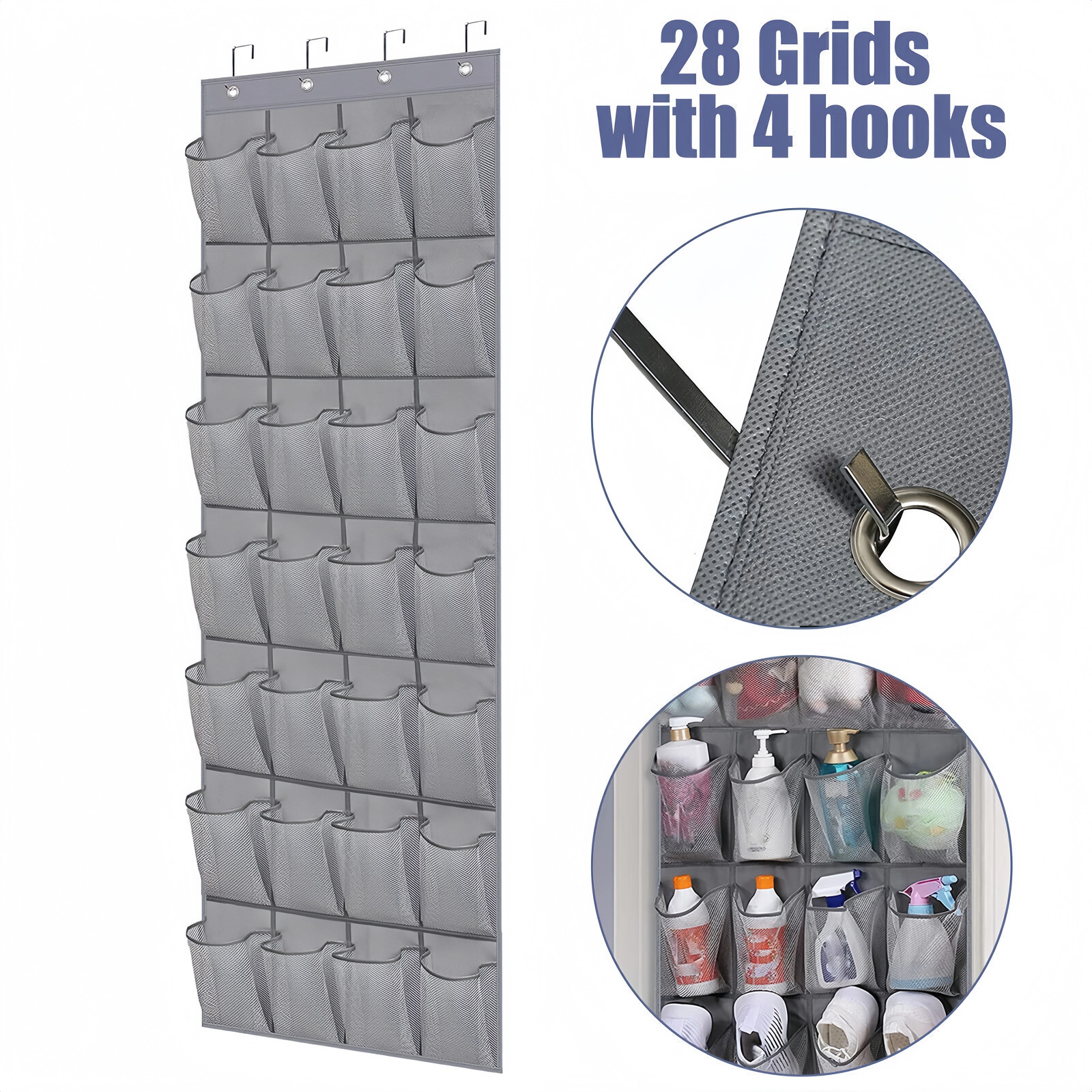 28Grids Over Door Shoe Organizer Rack ,Hanging Storage Holder Hanger Bags Closet gallery