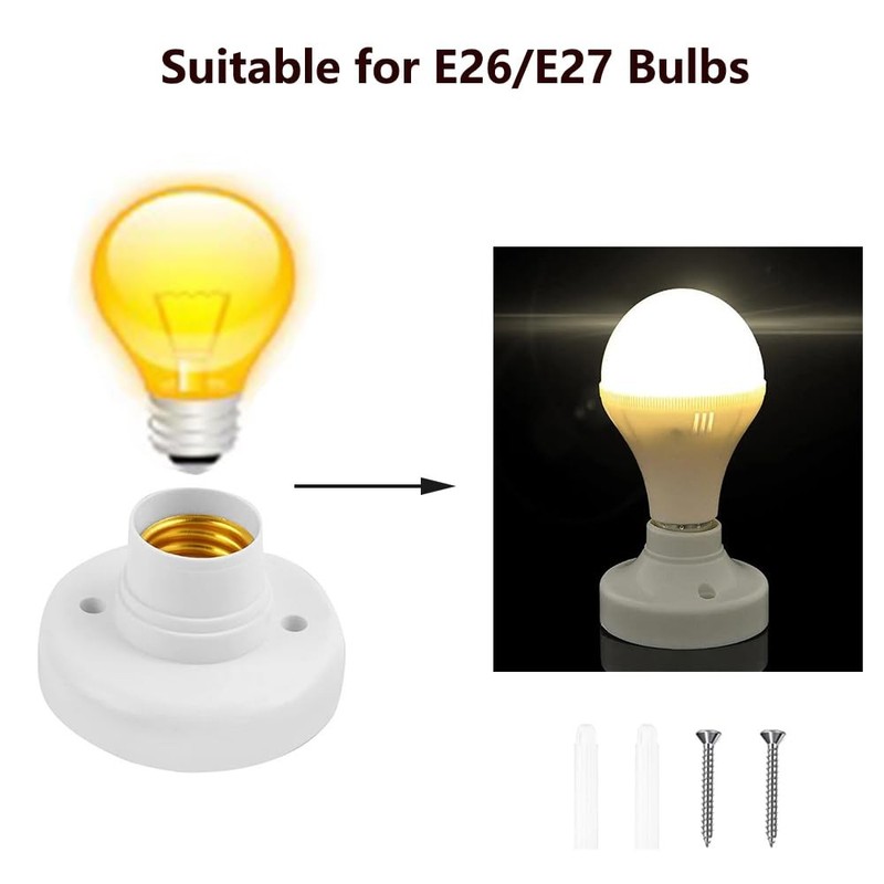 15ft Light Socket with Hanging Cord E26 E27 Bulb with On Off Switch White gallery