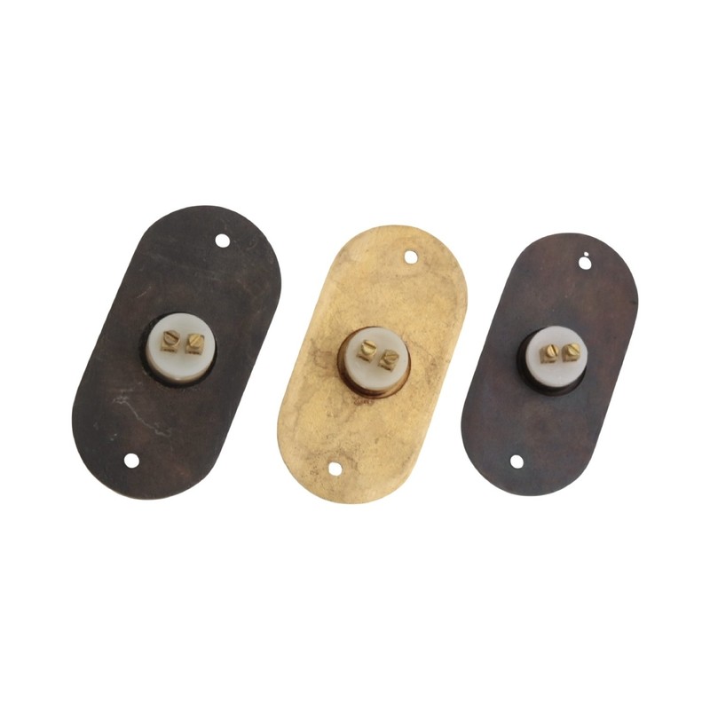 PRESS Oval Push Button Doorbell Solid Cast Brass - 3 Finish Choices gallery