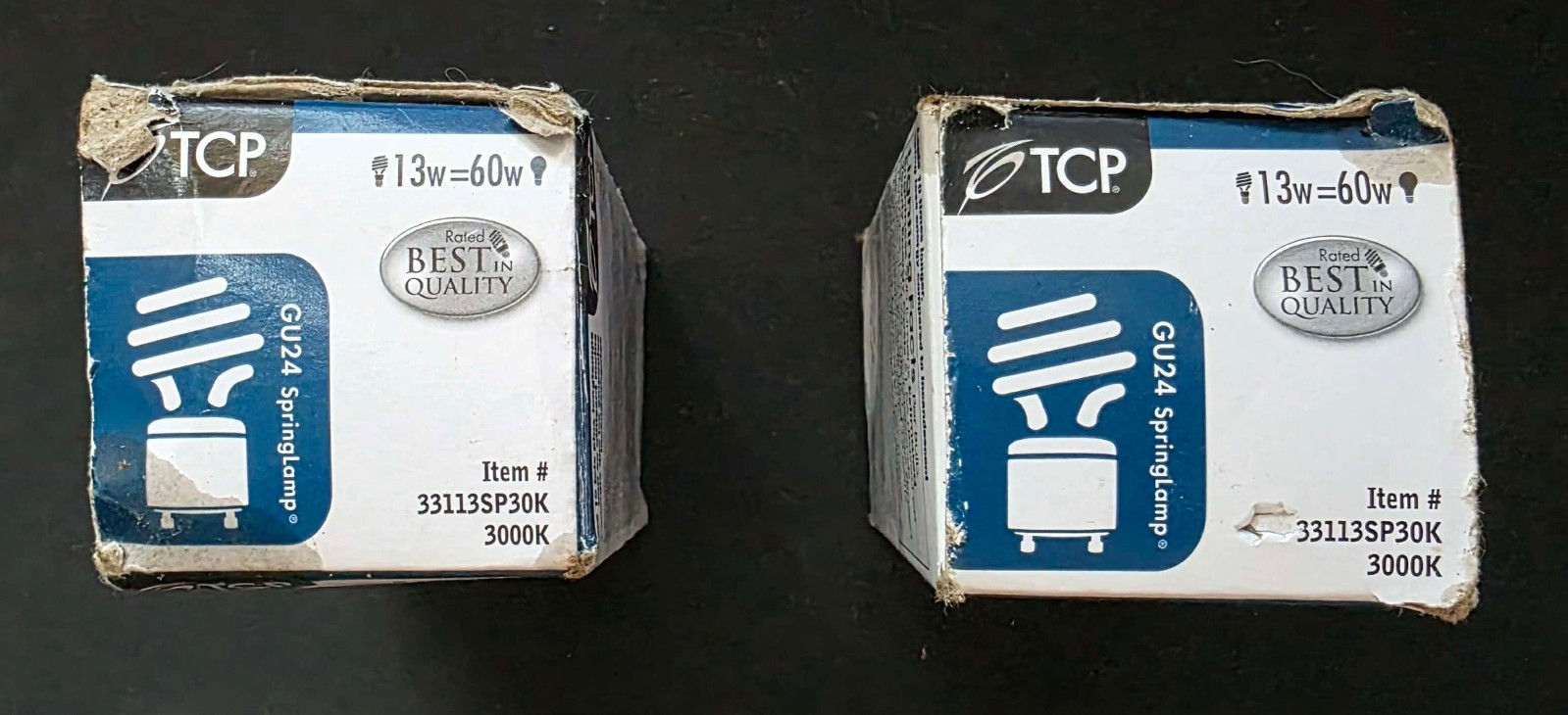 RARE! 2 CFL Bulb TCP 33113SP 30K 13W GU24 Spring Lamp Compact Fluorescent Spiral gallery