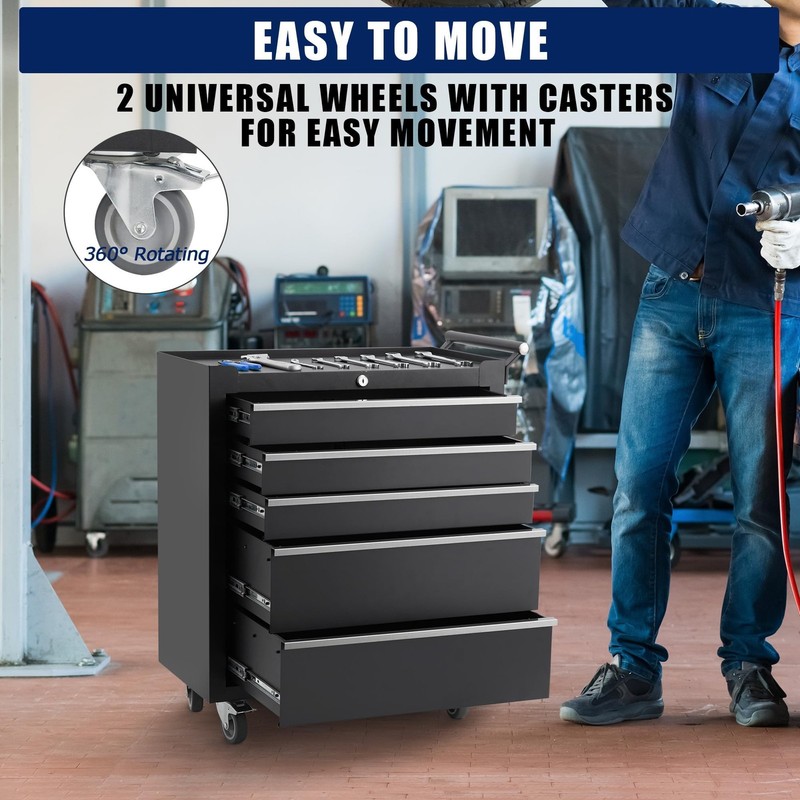 5-Drawer Rolling Tool Chest Tool Box Lockable Storage Cabinet Tool Cart w/Wheels gallery