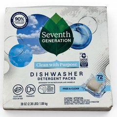 Seventh Generation Dishwasher Detergent Packs – Free & Clear – 72 Packs