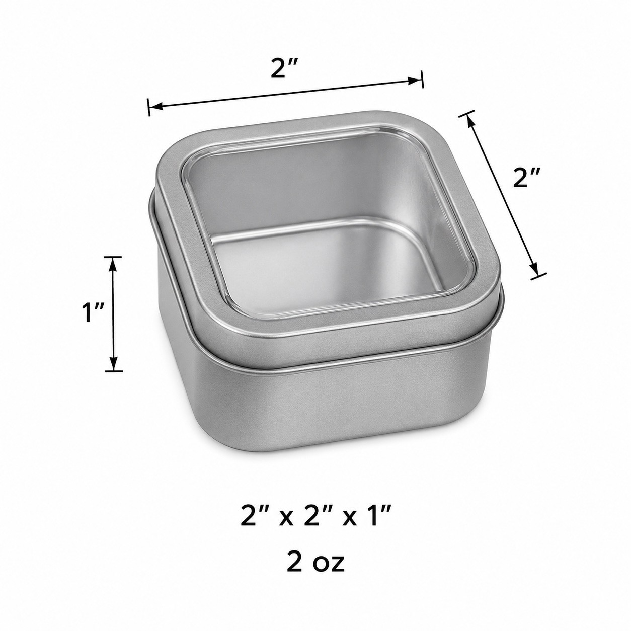Empty Square Metal Tins with Window Lids - 2oz - Food Safe - 20 PACK gallery