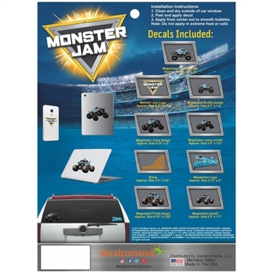 Monster Jam Megalodon Decal Pack ( 9 HIGH QUALITY DECALS) OFFICIALLY LICENSED gallery