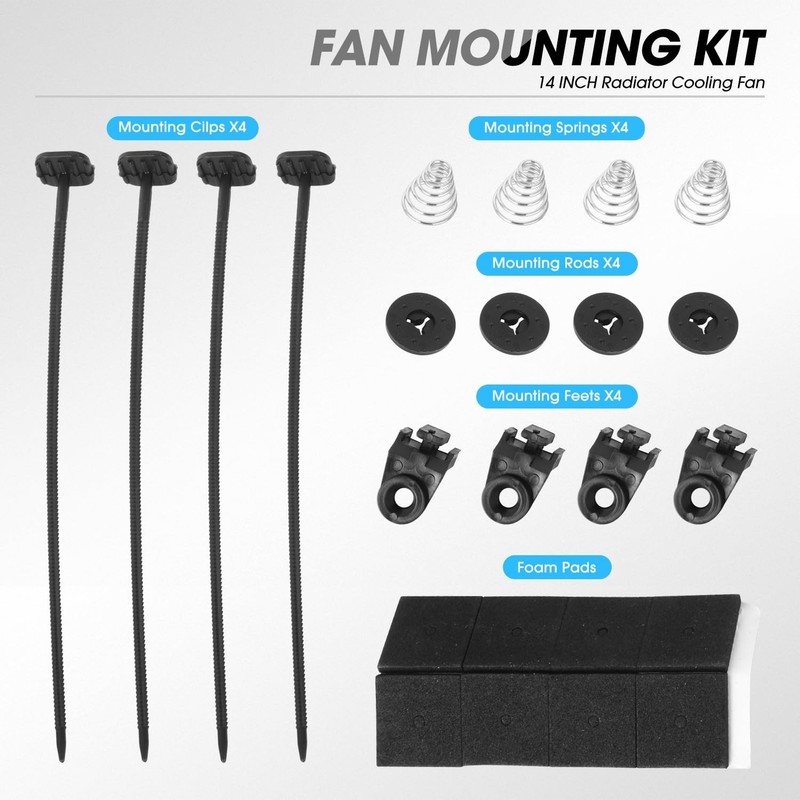 DNA MOTORING 14" High Performance Slim Electric Radiator Cooling Fan + Mount Kit gallery