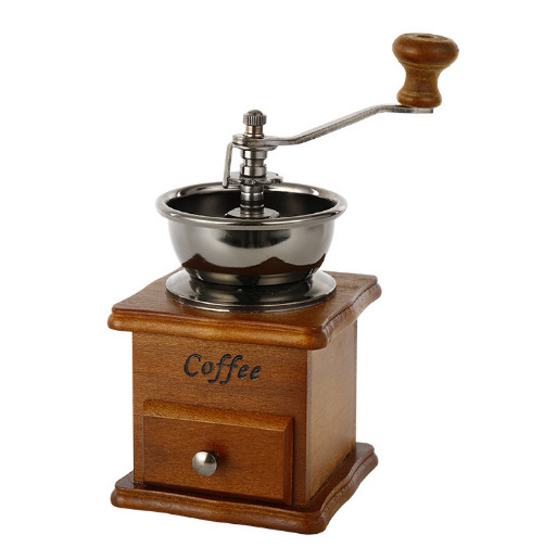Manual Coffee Bean Spice Herbs Vintage Retro Hand Grinder Wooden Burr Mill New gallery