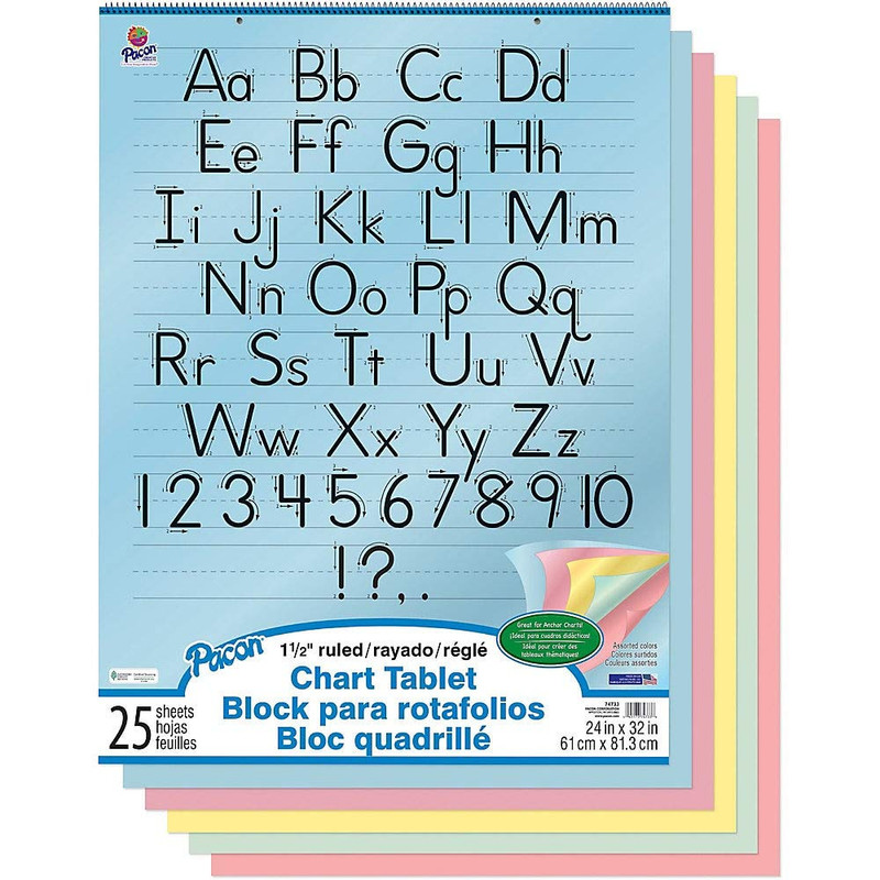 PAC74733 Chart Tablet, Manuscript Cover, Assorted 5 Colors Inside, 1-1/2" Ruled, gallery