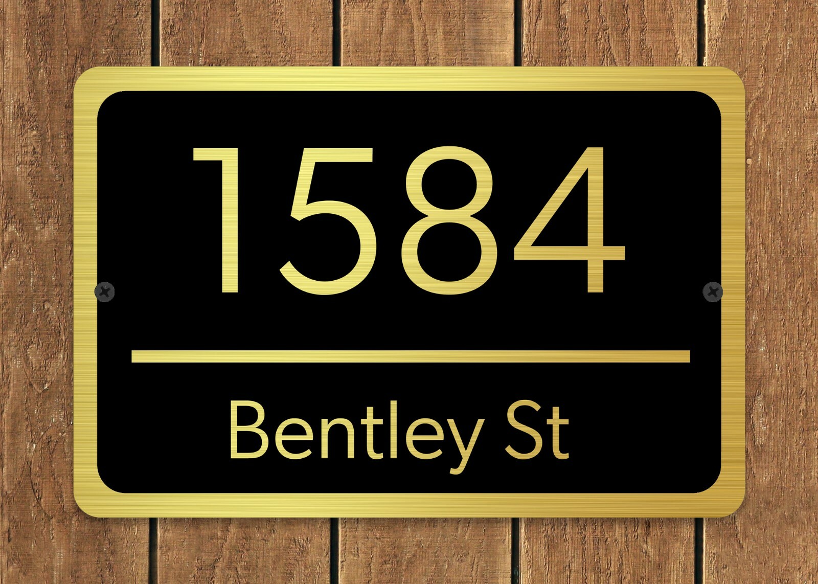 Customized Home Address Plaque Gold Text Metal 12" x 8" House Number Sign gallery