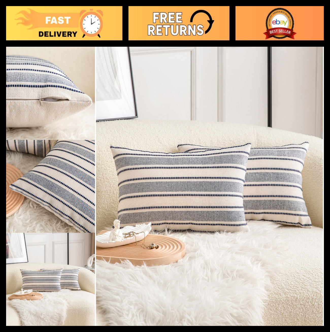 Boho Decorative Lumbar Pillow Covers Set of 2, 12x20 Inch Farmhouse Cushion Case gallery