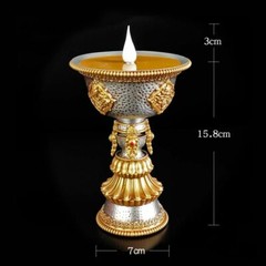 1PC Simulated Electronic Butter Lamp Powered Smokeless Fireless Buddhist Lamp