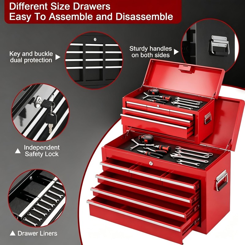 8-Drawer Rolling Tool Chest with Wheels, Heavy Duty Detachable Tool Box Cabinet gallery