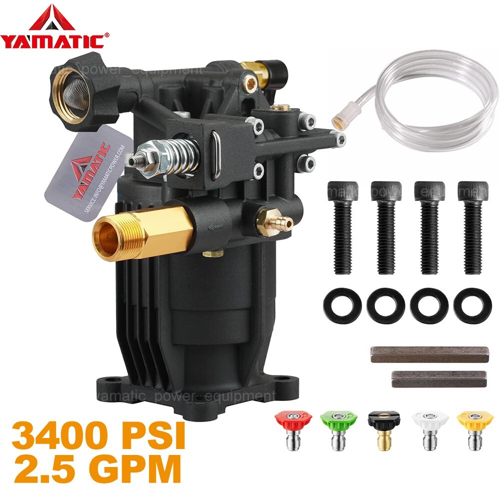 YAMATIC 3/4" Shaft Horizontal Anodic Oxidation Pressure Washer Pump 3400 PSI 7HP gallery