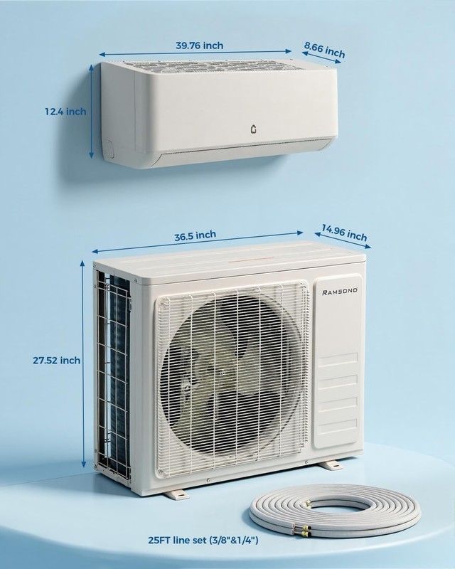 Dual Zone Mini Split Air Conditioner 12K+12K 18000 BTU Heat Pump 24 SEER2 WiFi gallery