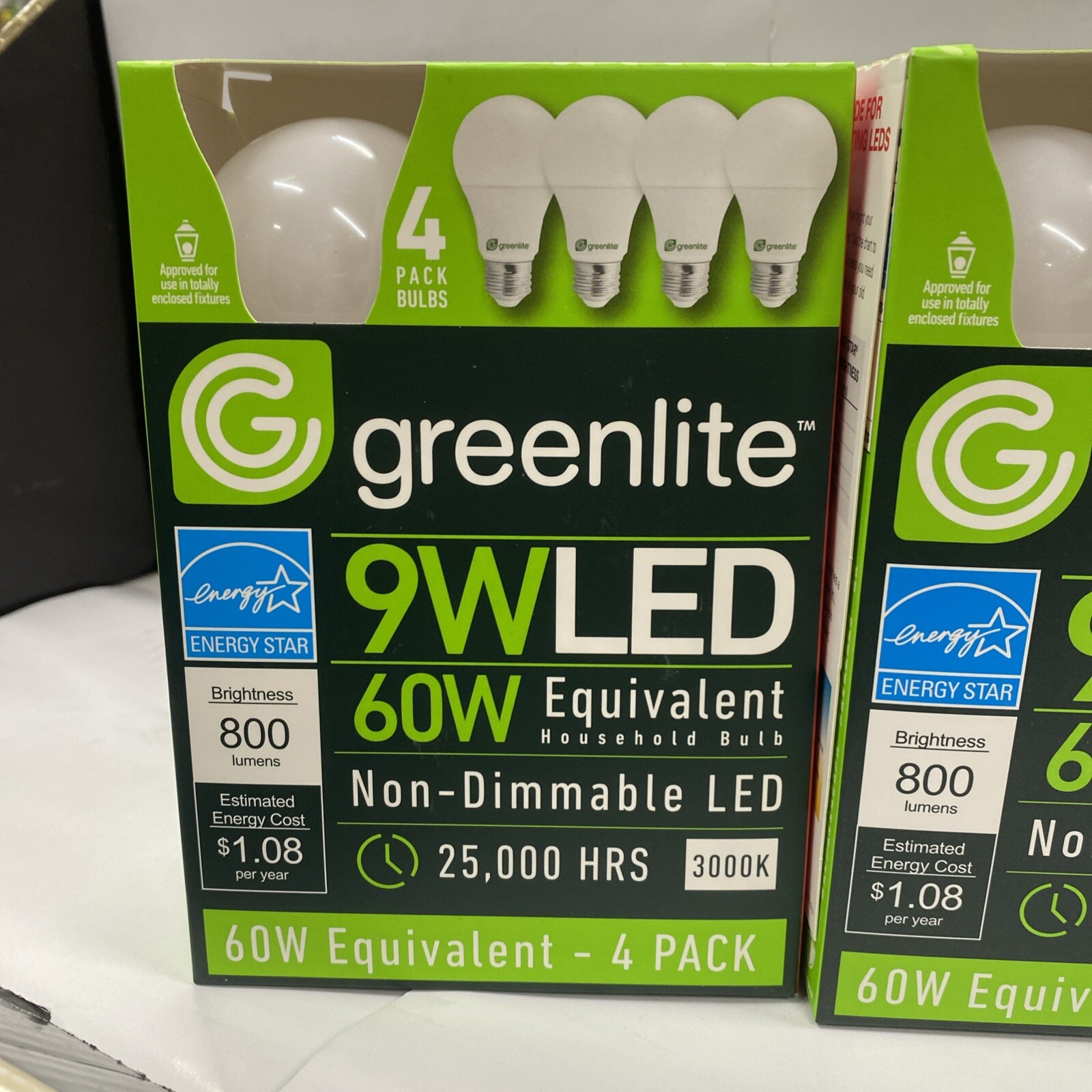 2X 4Pack Greenlite 9W LED 60W non-Dimmable 25,000 Hours Energy Star Light Bulbs gallery