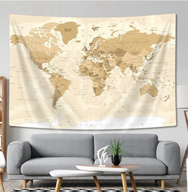 Retro Map Tapestry Old World Asia Europe America Africa Wall Decor Art 80x60 gallery