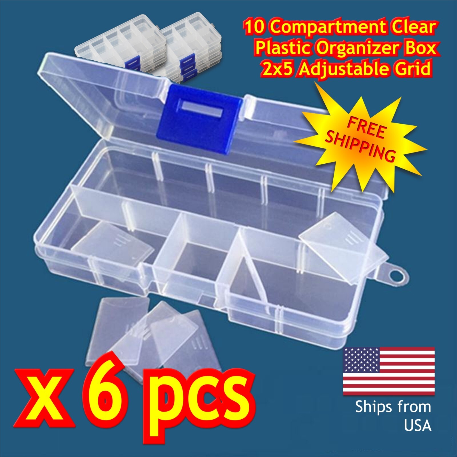 6 pcs - Clear Jewelry Box Bead Storage Craft Container Earrings Organizer gallery