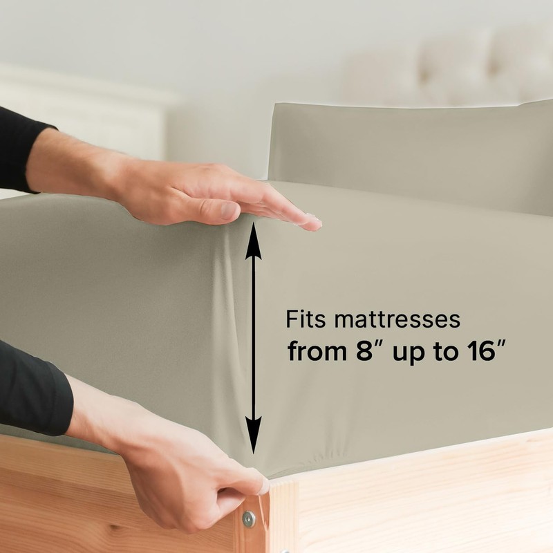 Split Top King Sheets Sets for Adjustable Beds - 100% Natural Cotton Split He... gallery