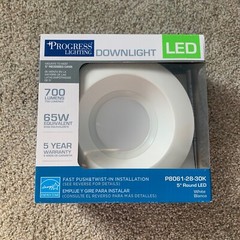Progress Lighting 5 in. Round LED Recessed Can Trim White P8061-28-30K Downlight