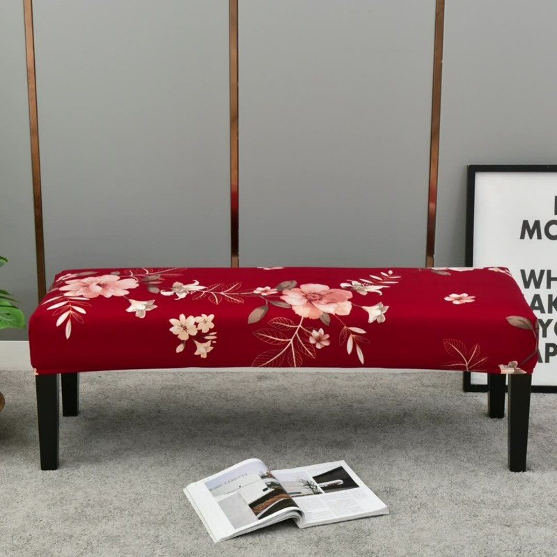 Stretch Printed Dining Bench Cover Long Bench Stool Slipcover Seat Protector gallery
