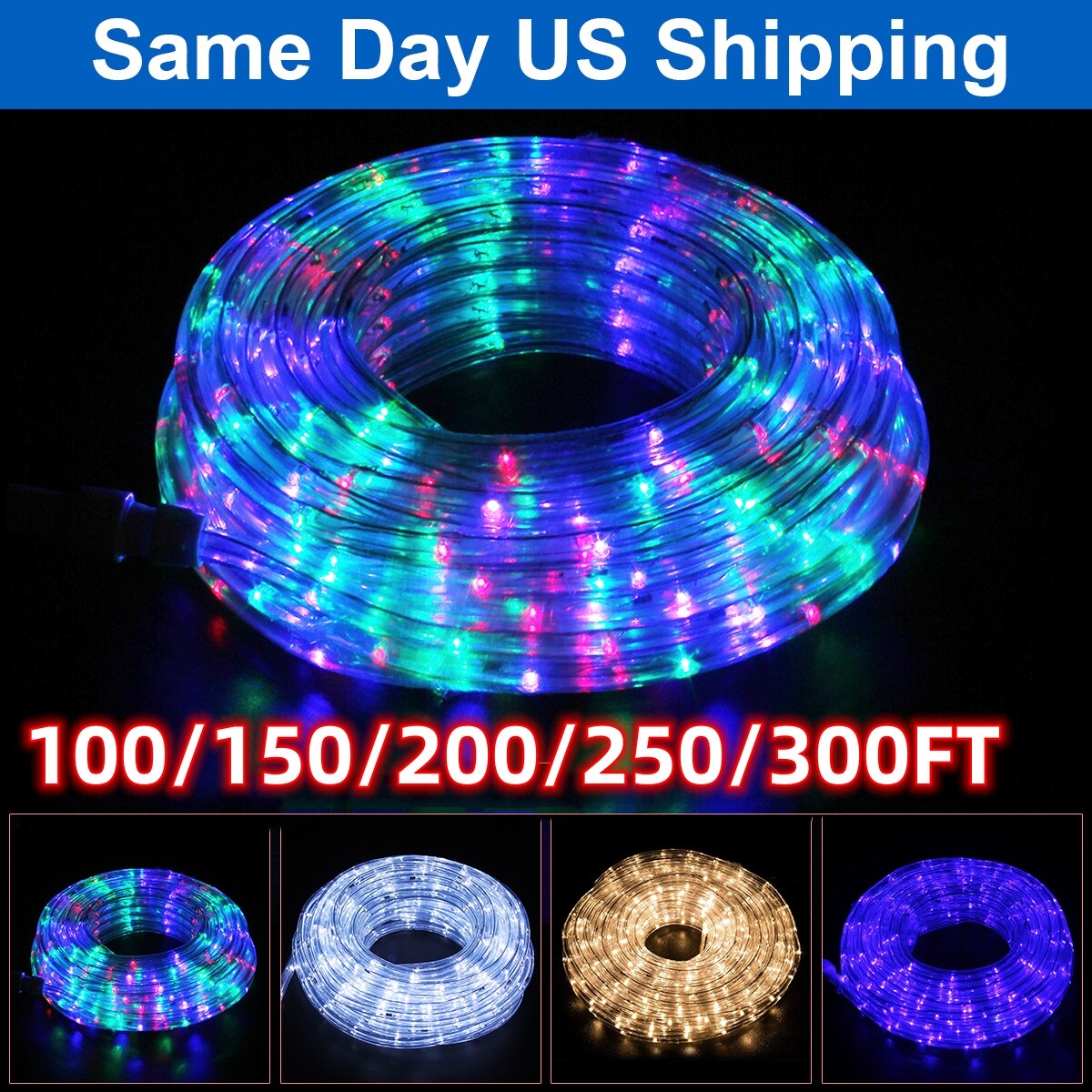 100-300Ft LED Rope Strip Light Waterproof Multi-color 4Mode Home Landscape Light gallery