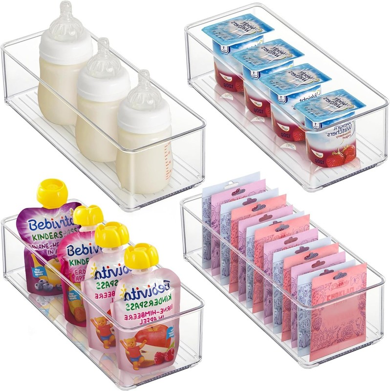 Compact 4 Pack Clear PET Storage Bins – Ideal for Fridge and Pantry Organization gallery