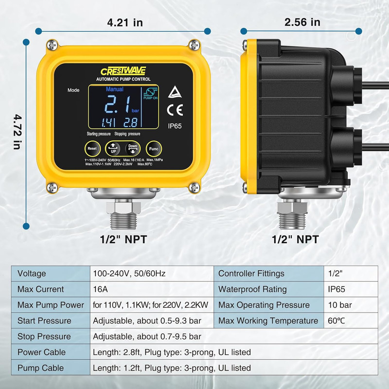 Smart Adjustable Pressure Switch for Well Pump, Automatic Water Pumps Switch, Dr gallery