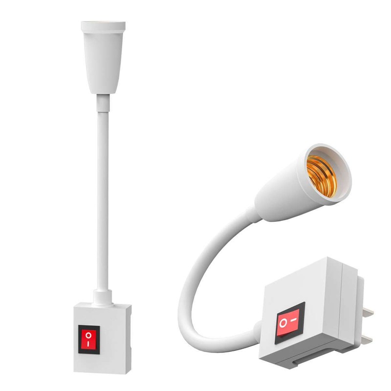 E27 Light Bulb Lamp Holder Base Adapter 360° Gooseneck Extender Wall Socket Plug gallery