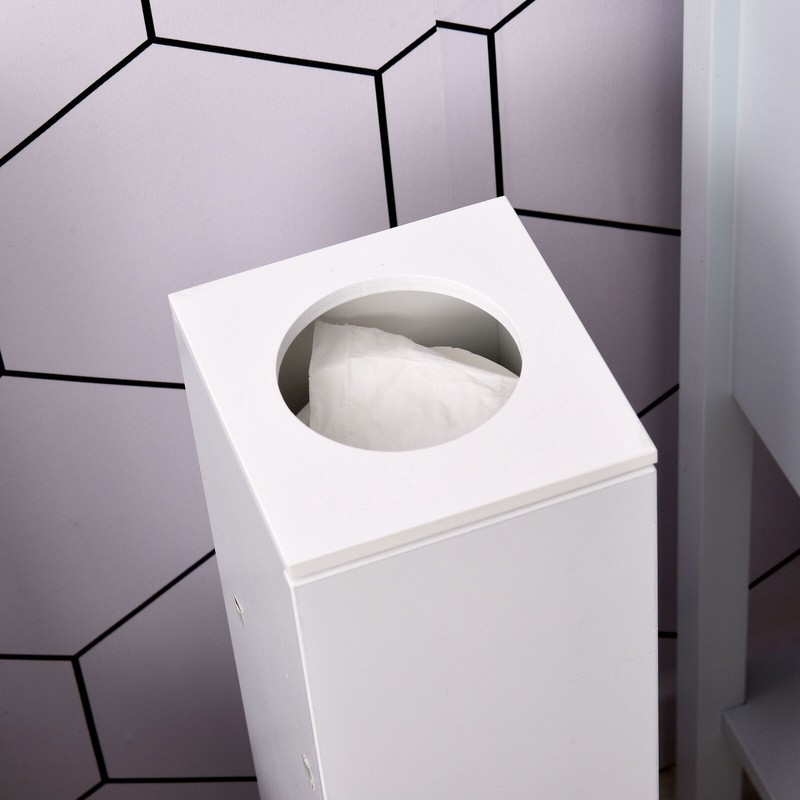 Small Bathroom Corner Floor Cabinet Side Storage Organizer Toilet Vanity White gallery