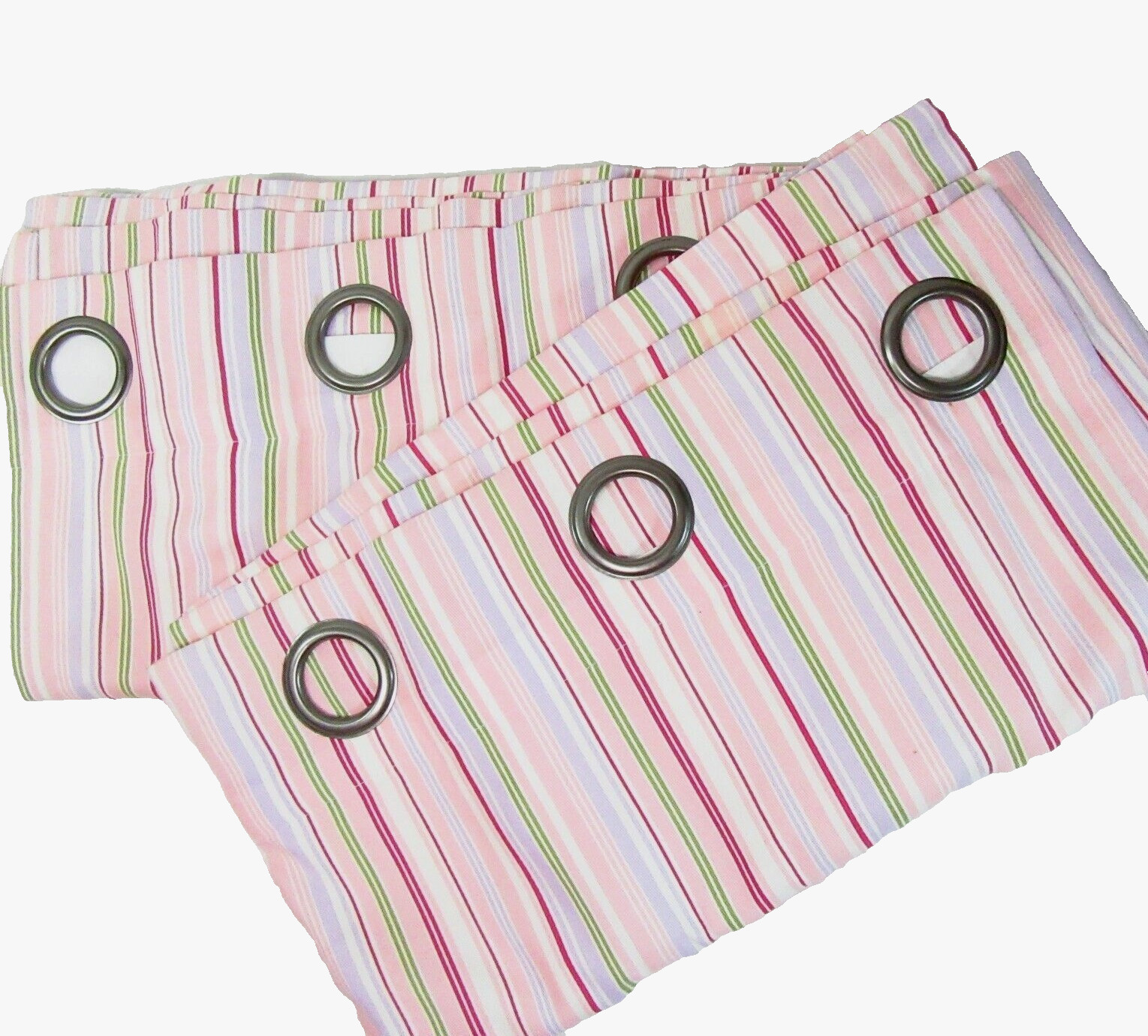 JCPenney Candy Stripe Pink Multi Cotton 2pc 78 x 82 Grommet Drapery Panel Set gallery